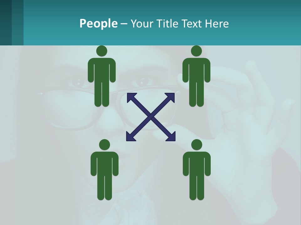 A Woman Holding Up A Pair Of Glasses To Her Face PowerPoint Template