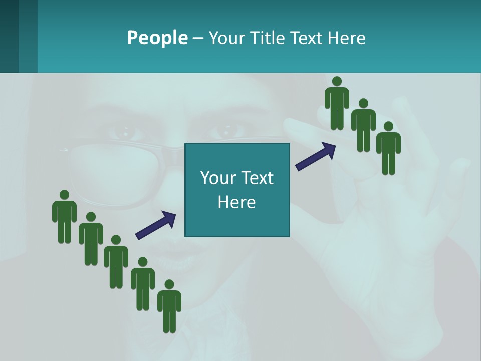 A Woman Holding Up A Pair Of Glasses To Her Face PowerPoint Template