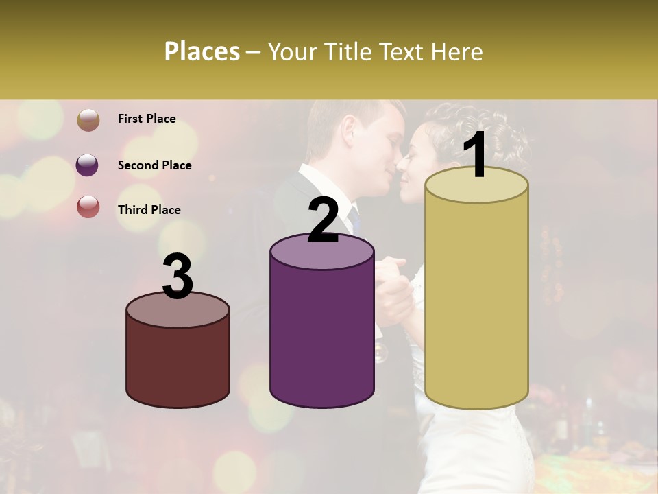 A Bride And Groom Dance Together In Front Of A Colorful Background PowerPoint Template