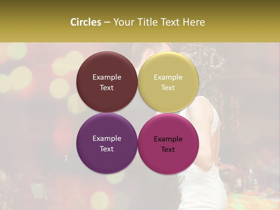 A Bride And Groom Dance Together In Front Of A Colorful Background PowerPoint Template