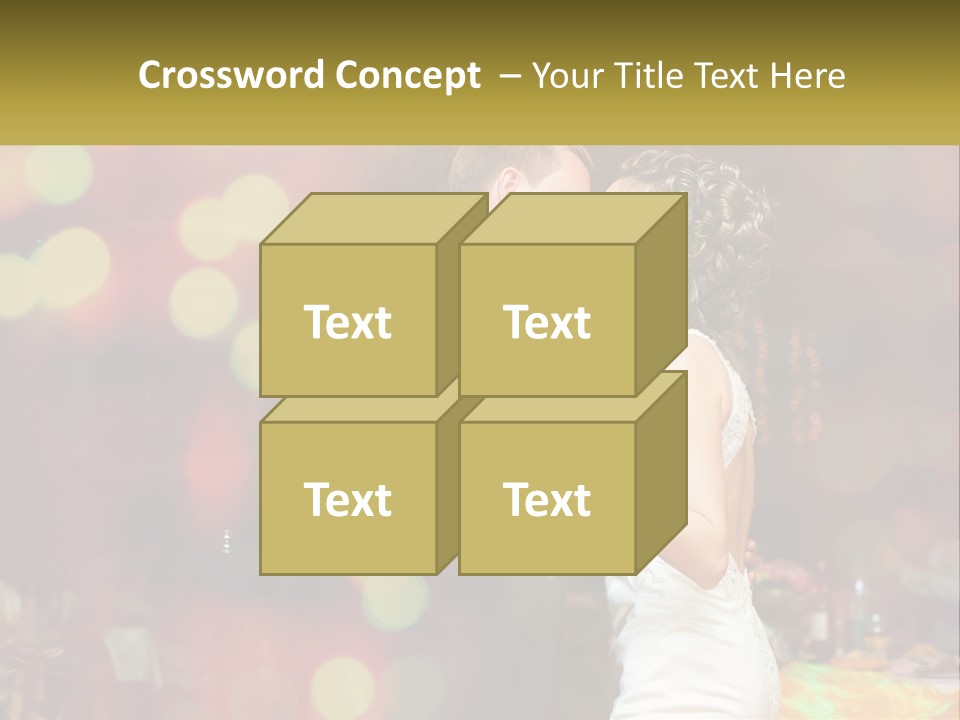 A Bride And Groom Dance Together In Front Of A Colorful Background PowerPoint Template