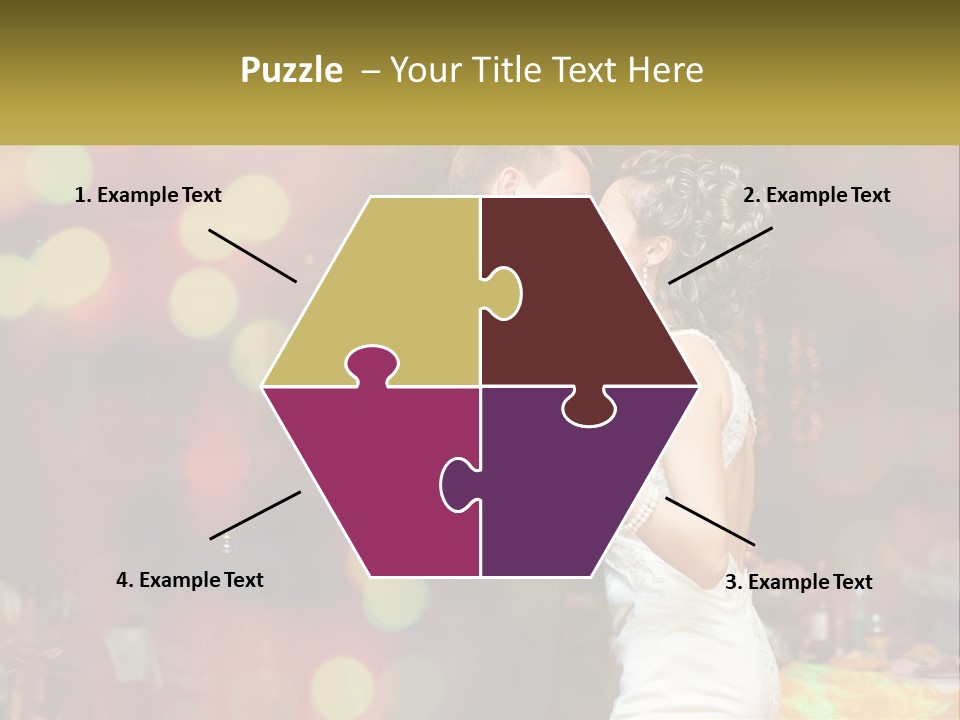 A Bride And Groom Dance Together In Front Of A Colorful Background PowerPoint Template