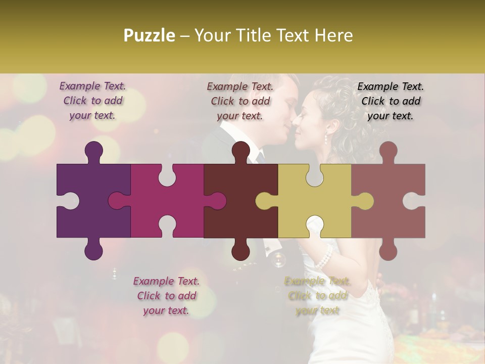 A Bride And Groom Dance Together In Front Of A Colorful Background PowerPoint Template