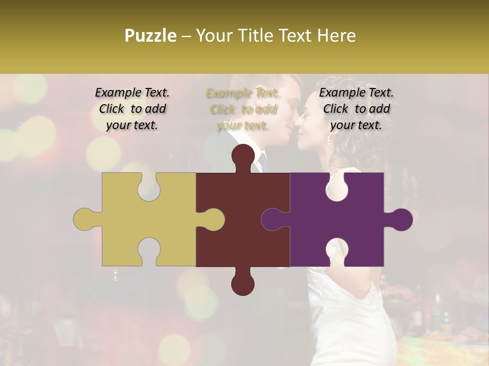 A Bride And Groom Dance Together In Front Of A Colorful Background PowerPoint Template