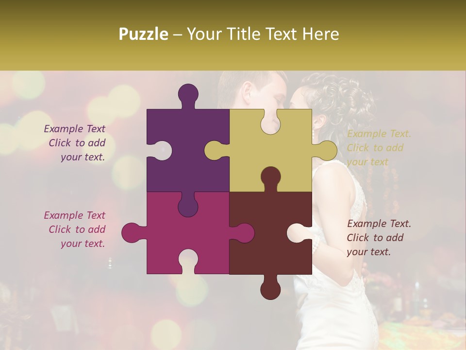 A Bride And Groom Dance Together In Front Of A Colorful Background PowerPoint Template