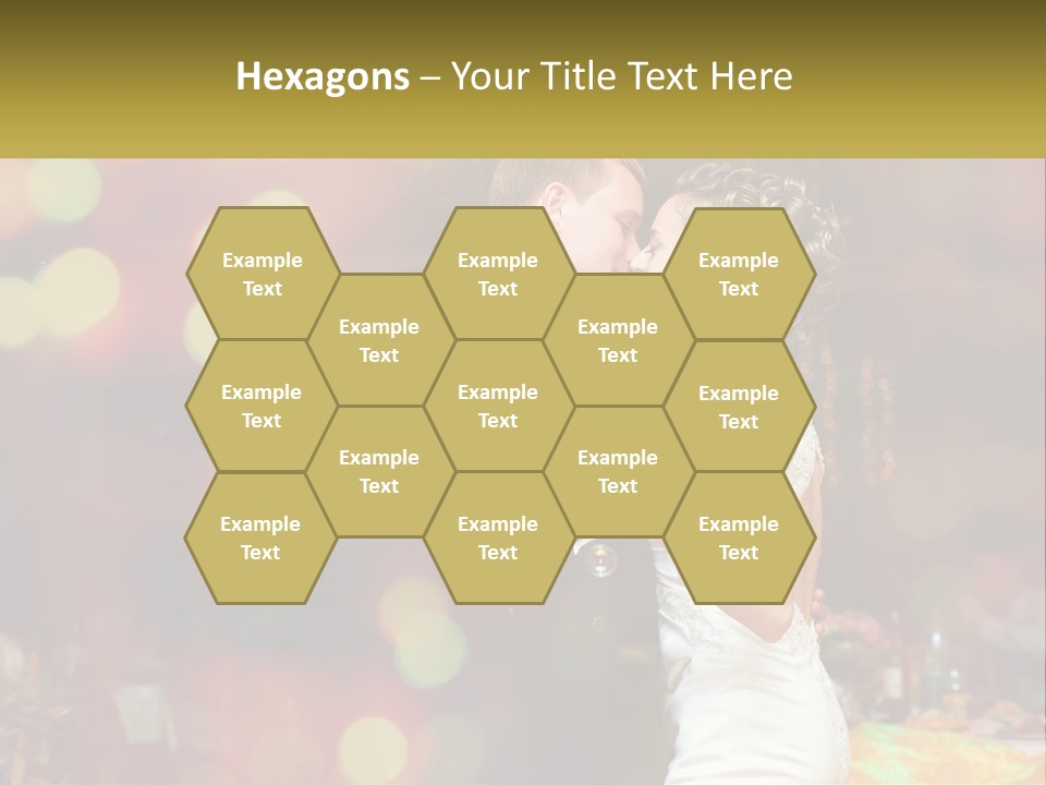 A Bride And Groom Dance Together In Front Of A Colorful Background PowerPoint Template