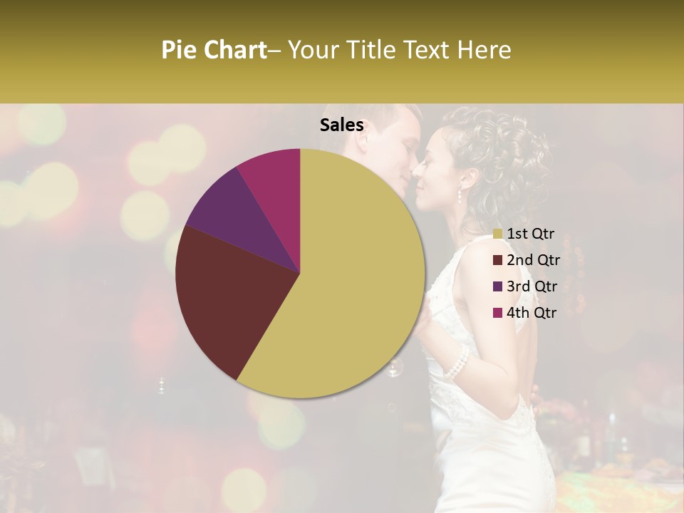 A Bride And Groom Dance Together In Front Of A Colorful Background PowerPoint Template