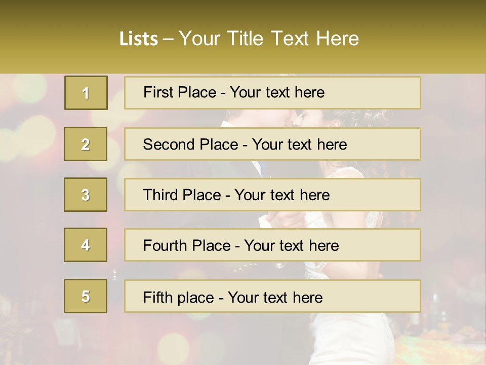 A Bride And Groom Dance Together In Front Of A Colorful Background PowerPoint Template