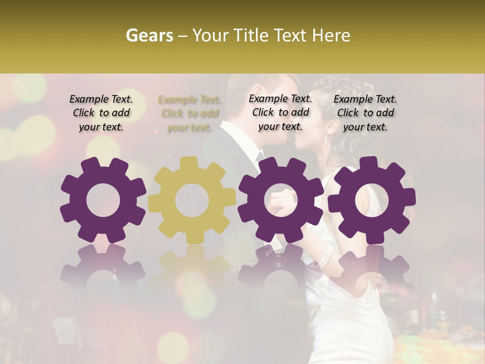 A Bride And Groom Dance Together In Front Of A Colorful Background PowerPoint Template