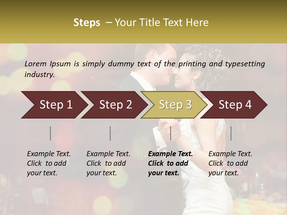 A Bride And Groom Dance Together In Front Of A Colorful Background PowerPoint Template