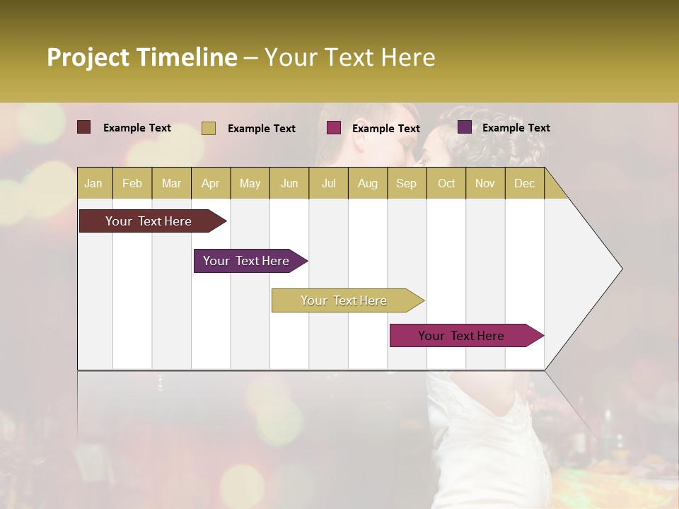 A Bride And Groom Dance Together In Front Of A Colorful Background PowerPoint Template