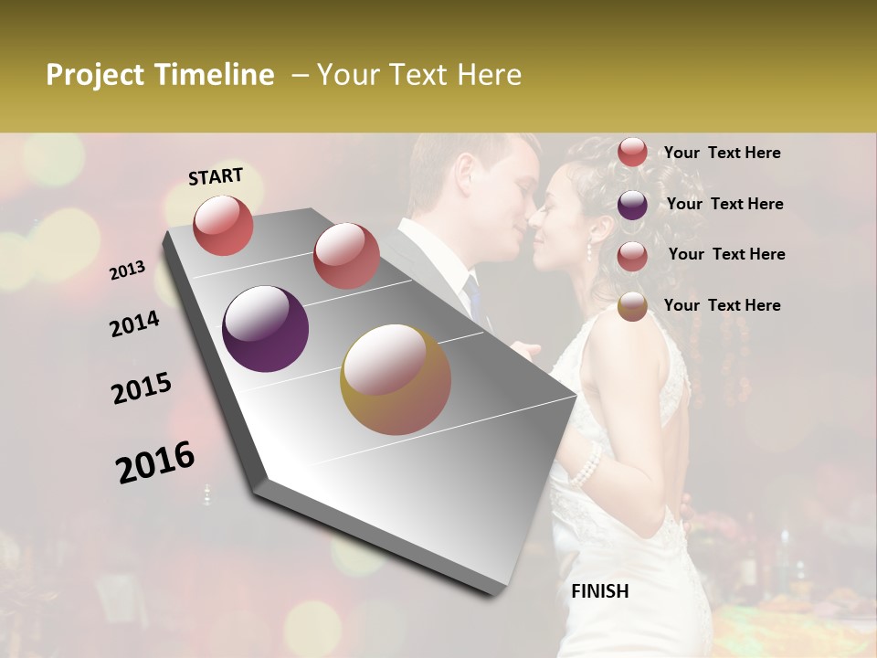 A Bride And Groom Dance Together In Front Of A Colorful Background PowerPoint Template