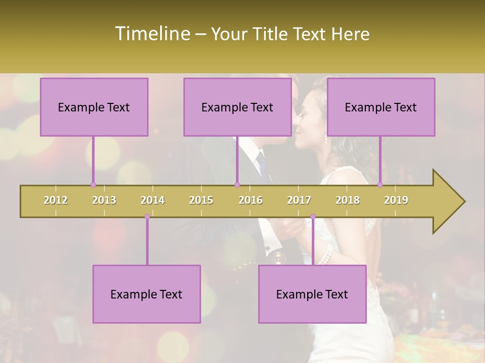 A Bride And Groom Dance Together In Front Of A Colorful Background PowerPoint Template