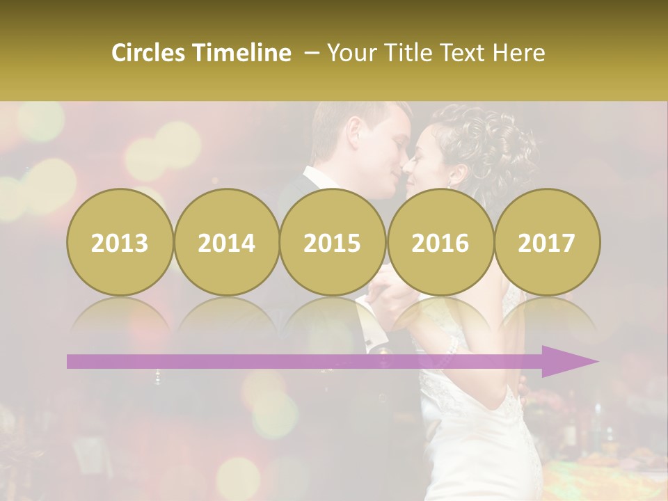 A Bride And Groom Dance Together In Front Of A Colorful Background PowerPoint Template