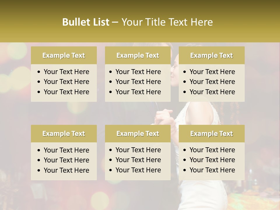 A Bride And Groom Dance Together In Front Of A Colorful Background PowerPoint Template