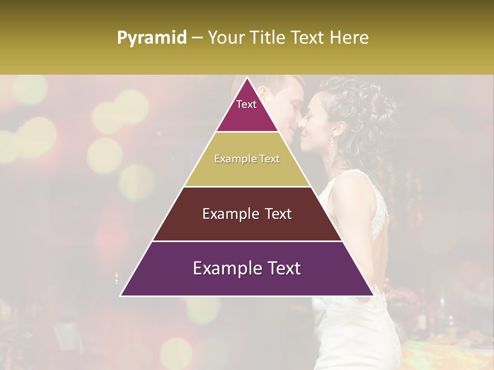 A Bride And Groom Dance Together In Front Of A Colorful Background PowerPoint Template