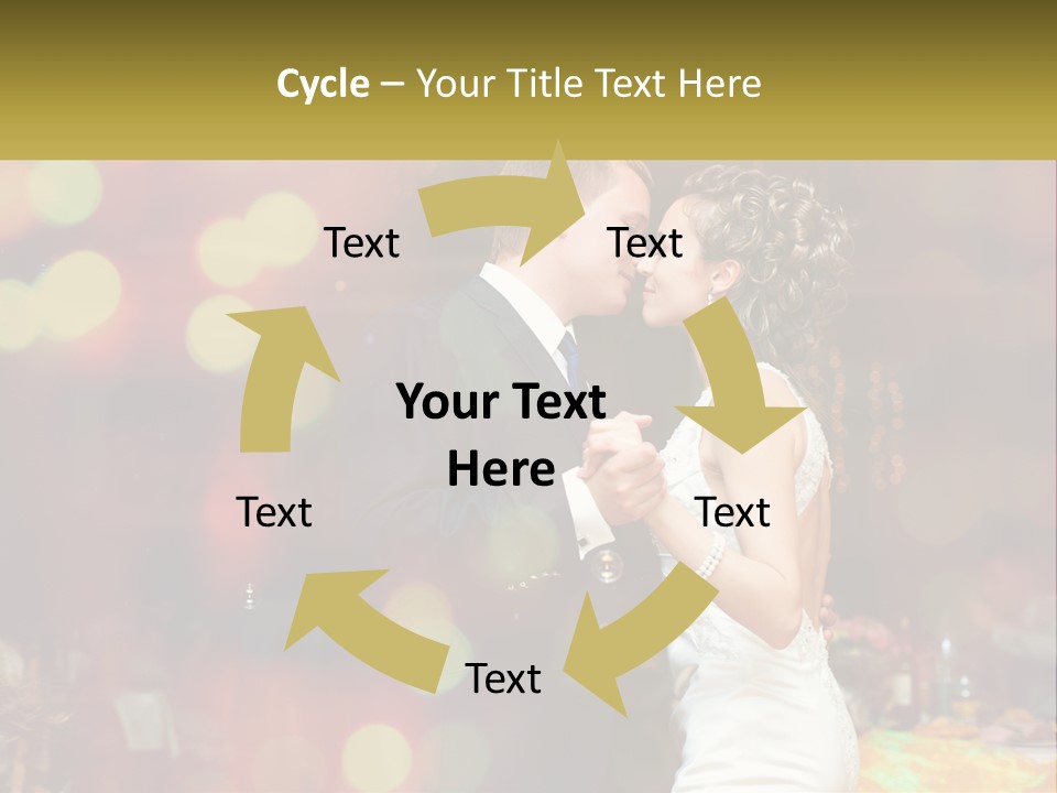 A Bride And Groom Dance Together In Front Of A Colorful Background PowerPoint Template