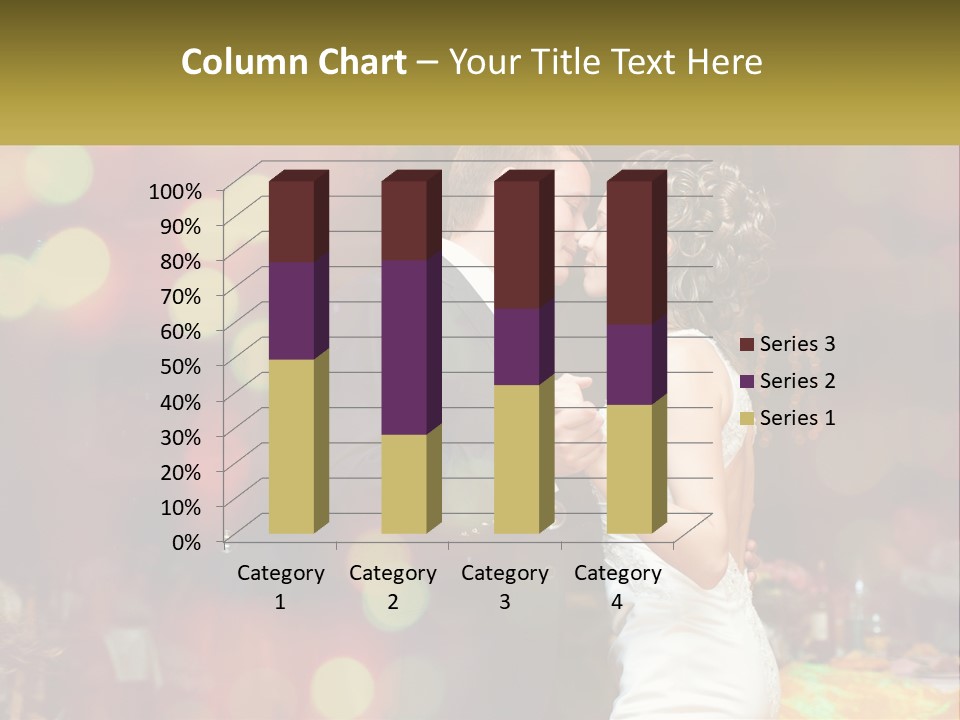 A Bride And Groom Dance Together In Front Of A Colorful Background PowerPoint Template