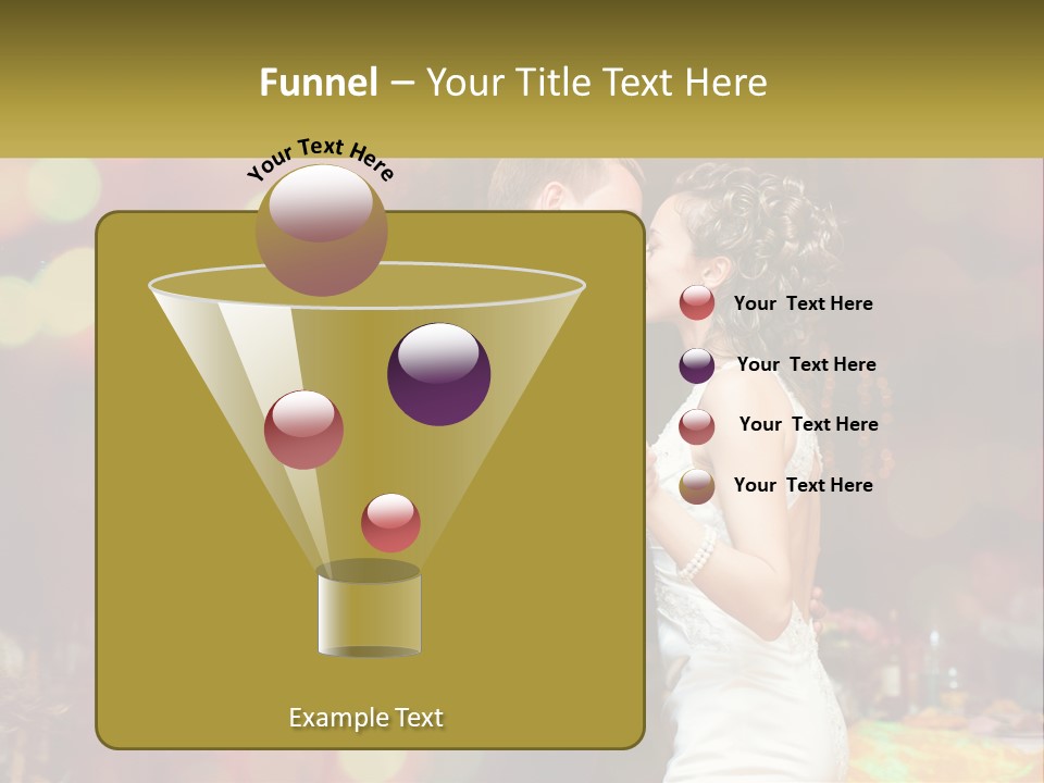 A Bride And Groom Dance Together In Front Of A Colorful Background PowerPoint Template