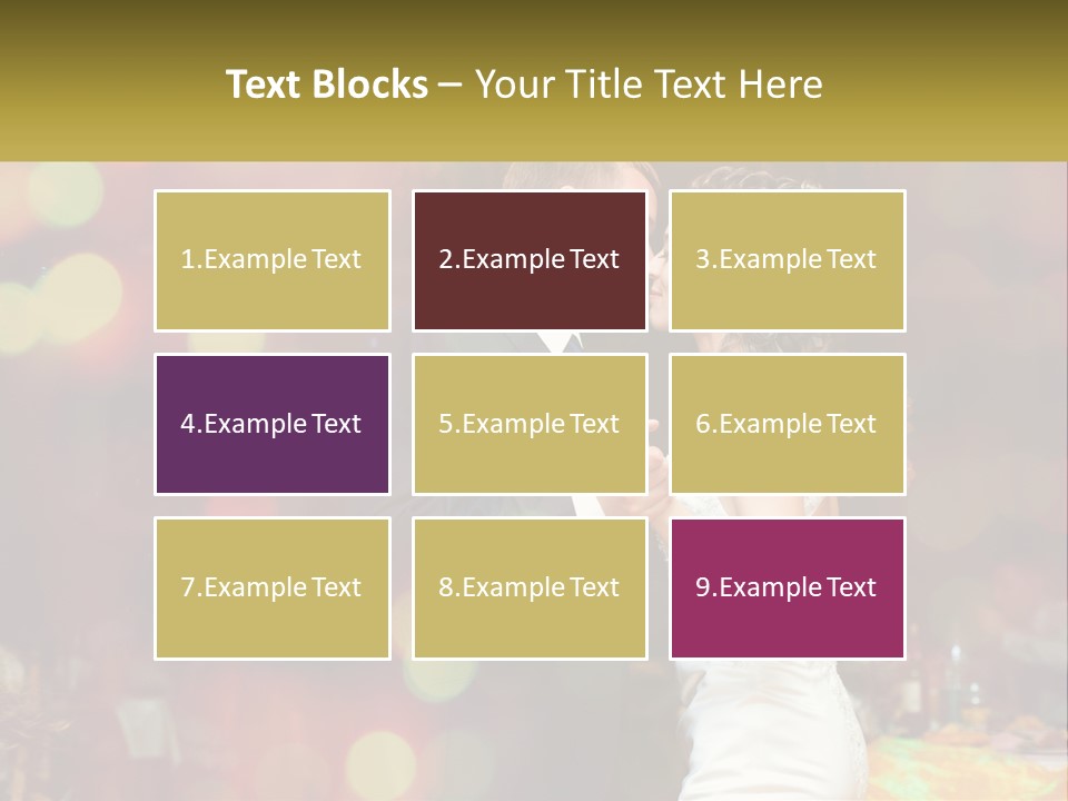 A Bride And Groom Dance Together In Front Of A Colorful Background PowerPoint Template