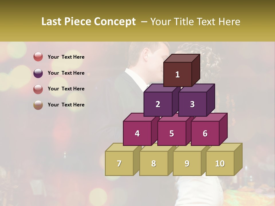 A Bride And Groom Dance Together In Front Of A Colorful Background PowerPoint Template