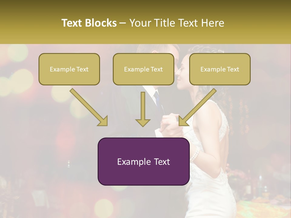 A Bride And Groom Dance Together In Front Of A Colorful Background PowerPoint Template