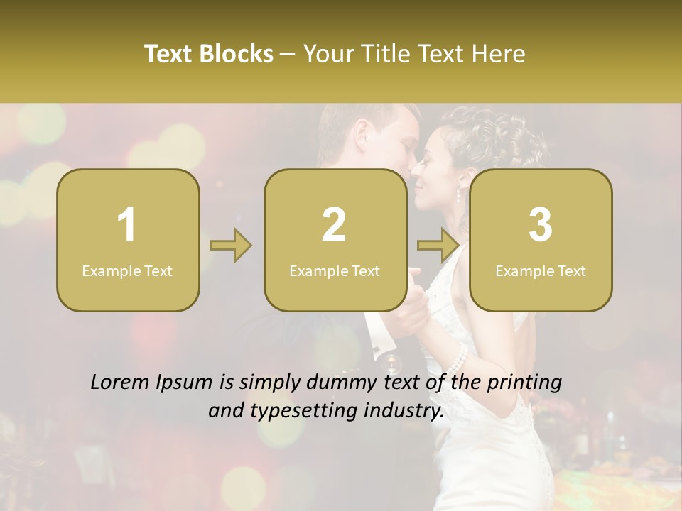 A Bride And Groom Dance Together In Front Of A Colorful Background PowerPoint Template