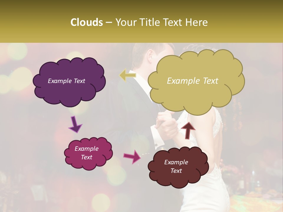 A Bride And Groom Dance Together In Front Of A Colorful Background PowerPoint Template