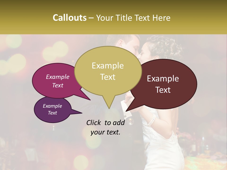 A Bride And Groom Dance Together In Front Of A Colorful Background PowerPoint Template