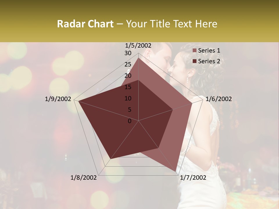 A Bride And Groom Dance Together In Front Of A Colorful Background PowerPoint Template