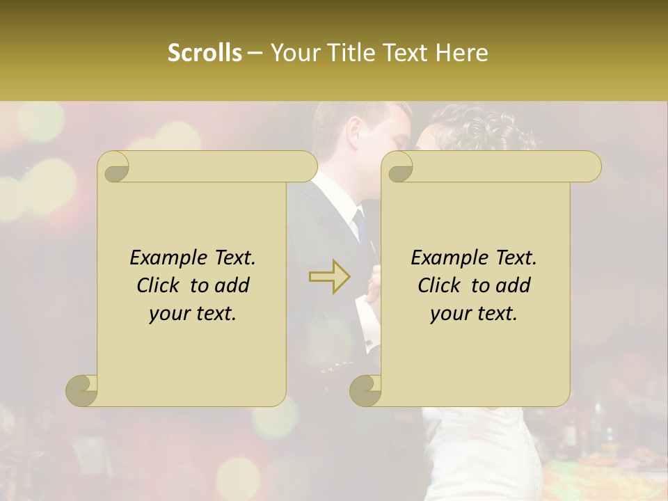 A Bride And Groom Dance Together In Front Of A Colorful Background PowerPoint Template
