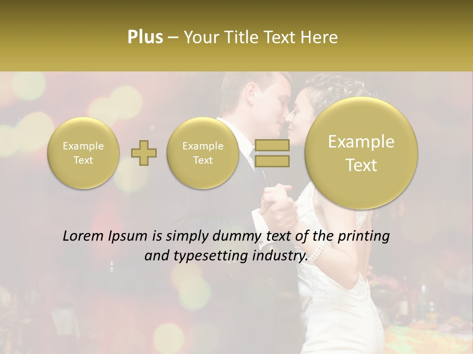 A Bride And Groom Dance Together In Front Of A Colorful Background PowerPoint Template