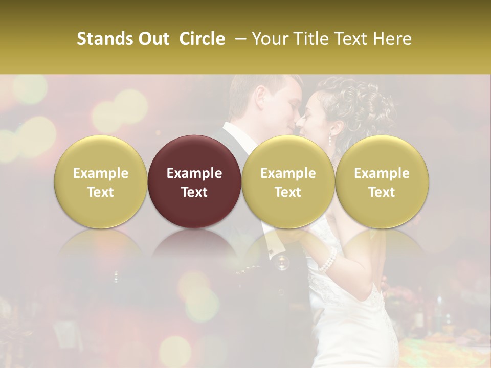 A Bride And Groom Dance Together In Front Of A Colorful Background PowerPoint Template