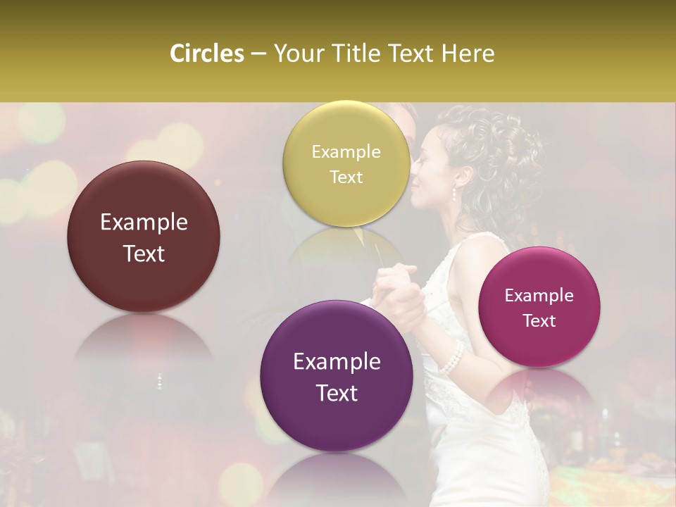 A Bride And Groom Dance Together In Front Of A Colorful Background PowerPoint Template