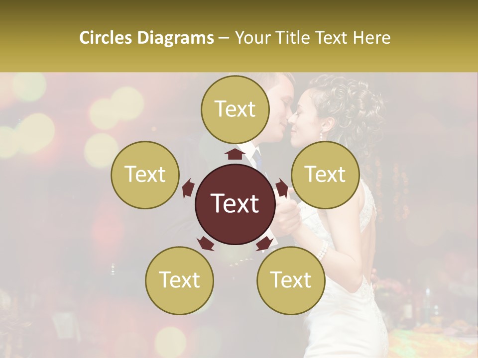 A Bride And Groom Dance Together In Front Of A Colorful Background PowerPoint Template