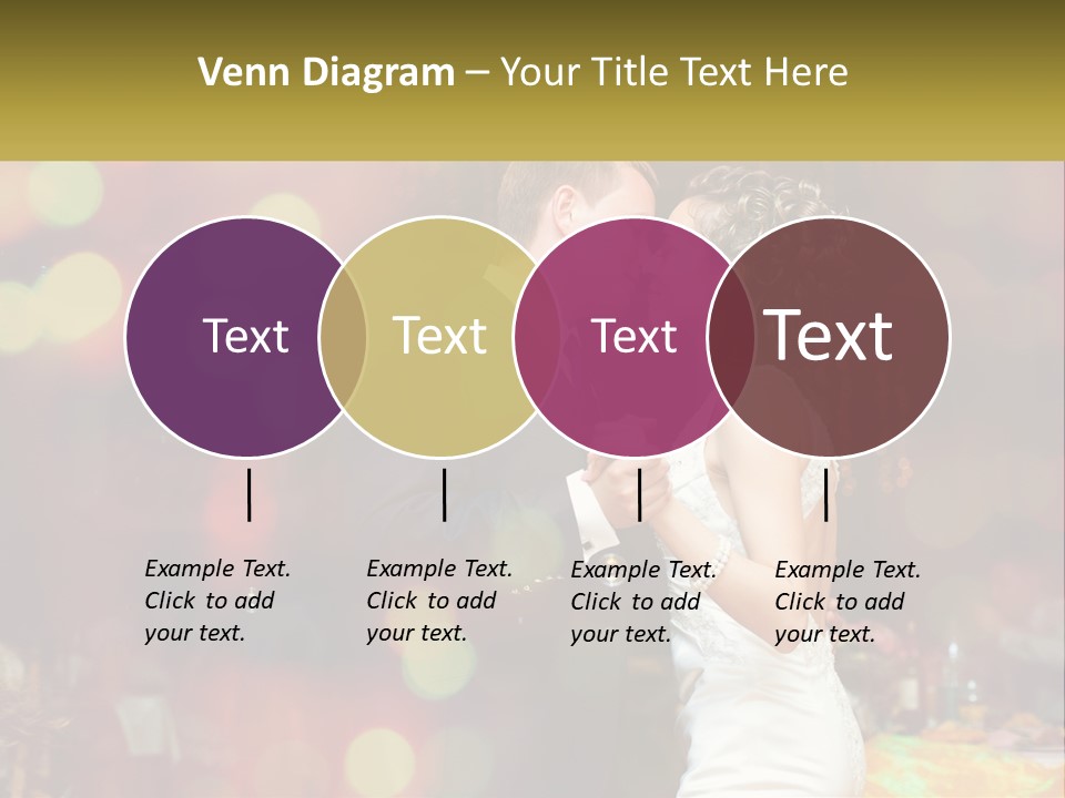 A Bride And Groom Dance Together In Front Of A Colorful Background PowerPoint Template