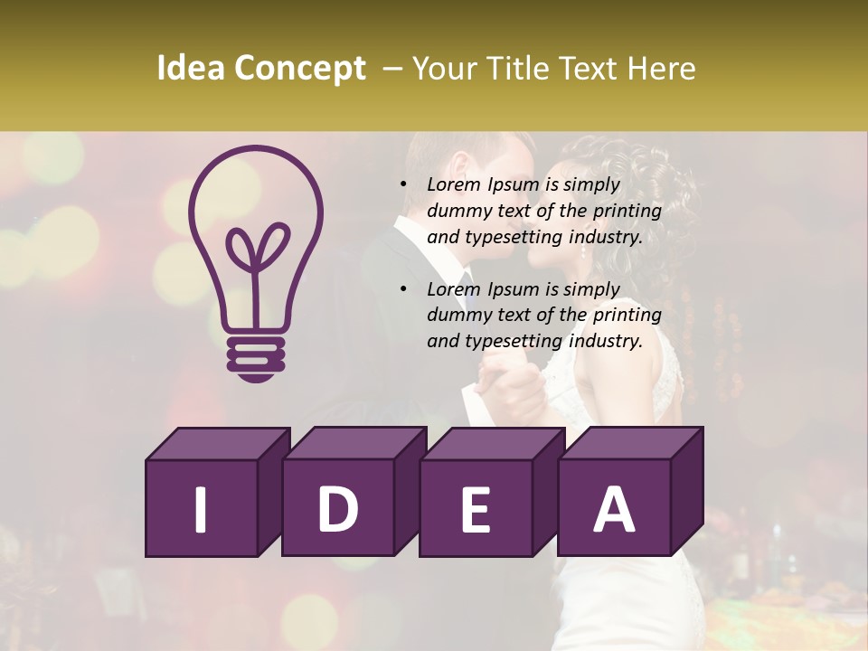 A Bride And Groom Dance Together In Front Of A Colorful Background PowerPoint Template