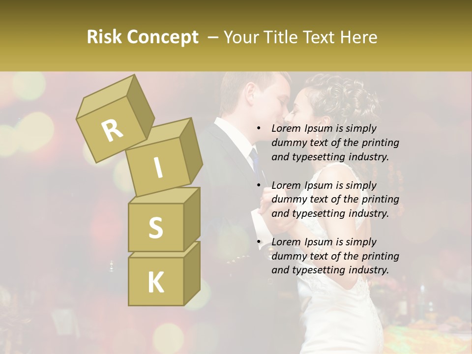 A Bride And Groom Dance Together In Front Of A Colorful Background PowerPoint Template