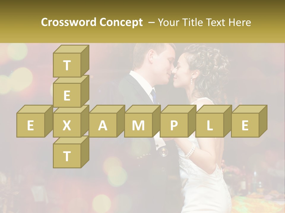 A Bride And Groom Dance Together In Front Of A Colorful Background PowerPoint Template