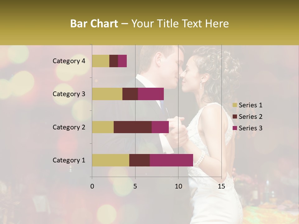 A Bride And Groom Dance Together In Front Of A Colorful Background PowerPoint Template