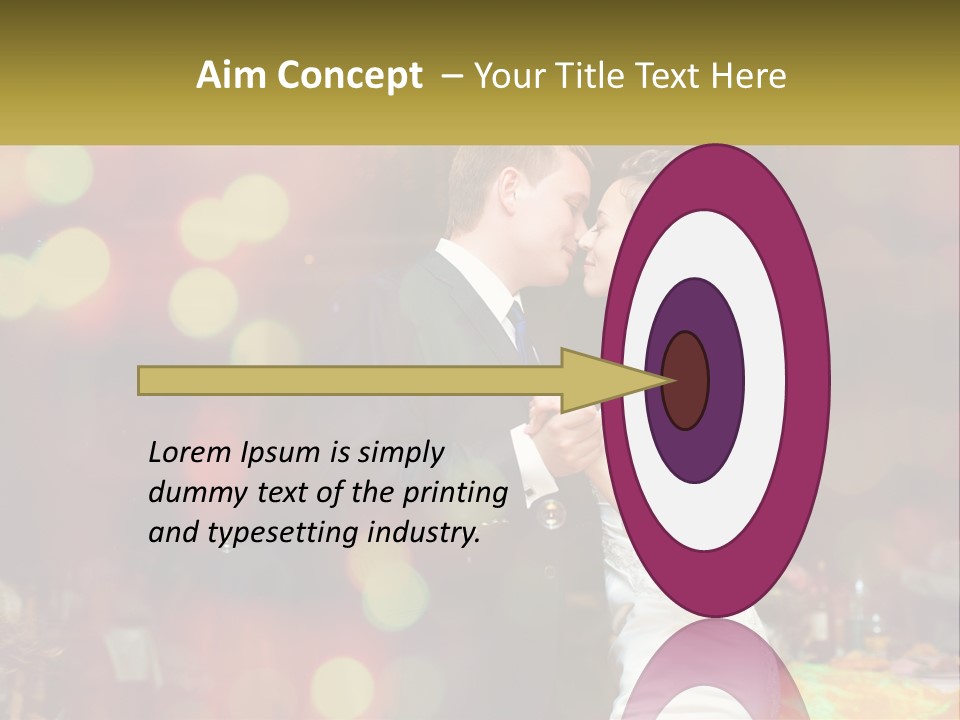 A Bride And Groom Dance Together In Front Of A Colorful Background PowerPoint Template