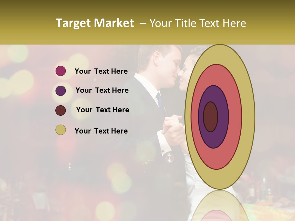 A Bride And Groom Dance Together In Front Of A Colorful Background PowerPoint Template