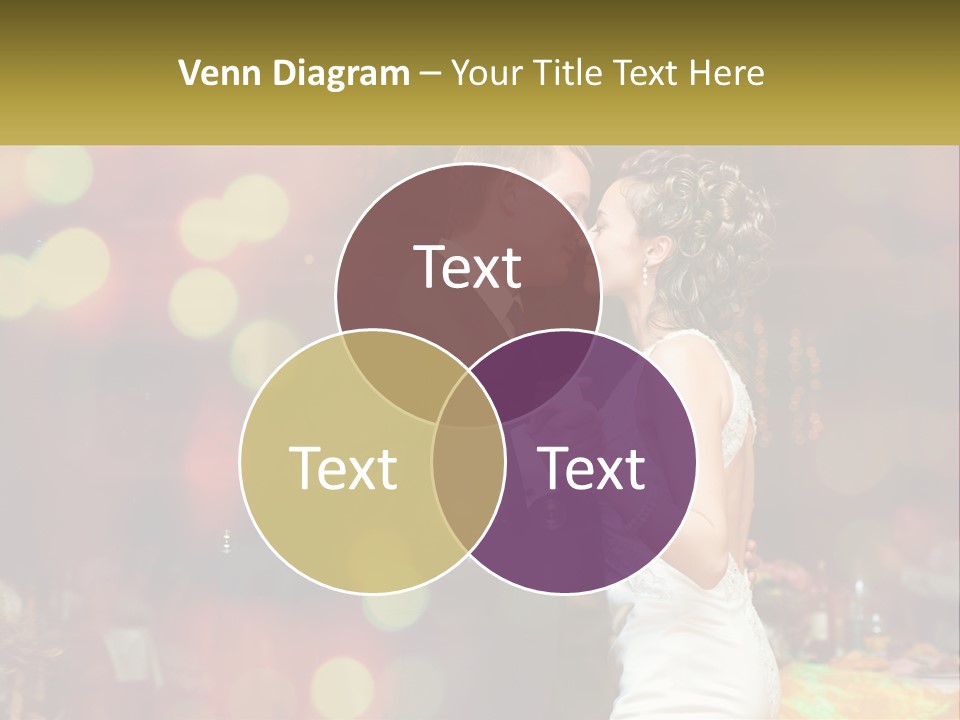 A Bride And Groom Dance Together In Front Of A Colorful Background PowerPoint Template