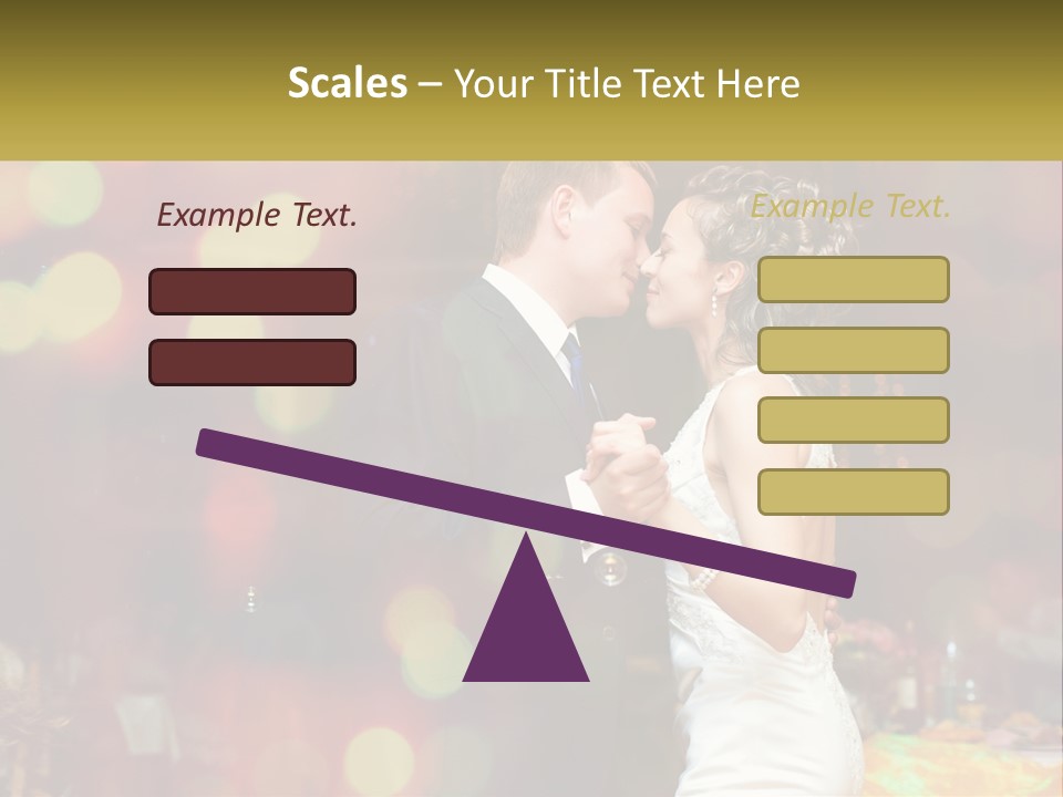 A Bride And Groom Dance Together In Front Of A Colorful Background PowerPoint Template