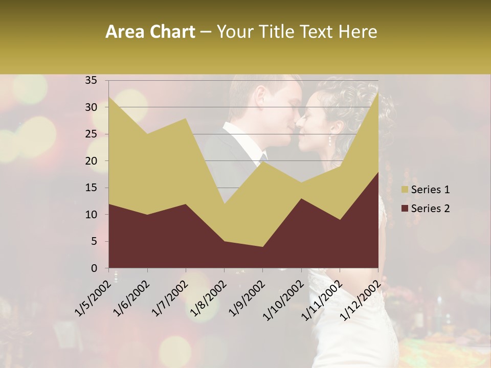 A Bride And Groom Dance Together In Front Of A Colorful Background PowerPoint Template