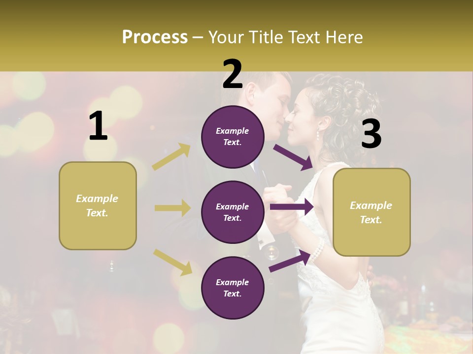 A Bride And Groom Dance Together In Front Of A Colorful Background PowerPoint Template