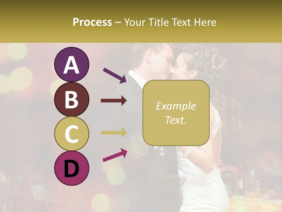 A Bride And Groom Dance Together In Front Of A Colorful Background PowerPoint Template