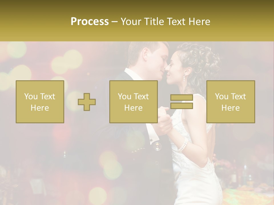 A Bride And Groom Dance Together In Front Of A Colorful Background PowerPoint Template