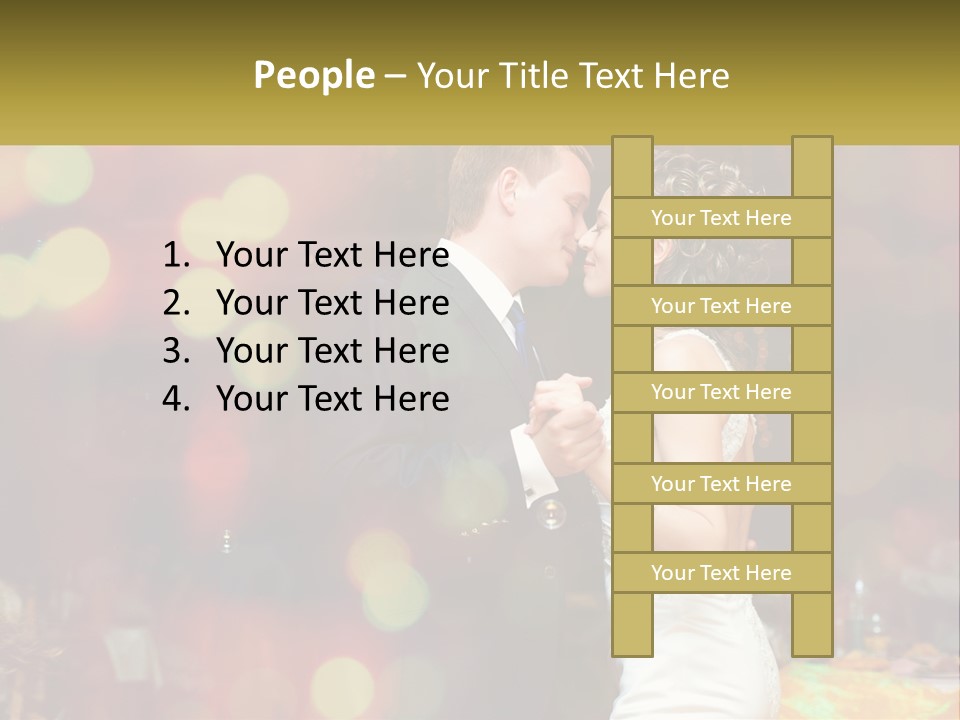 A Bride And Groom Dance Together In Front Of A Colorful Background PowerPoint Template