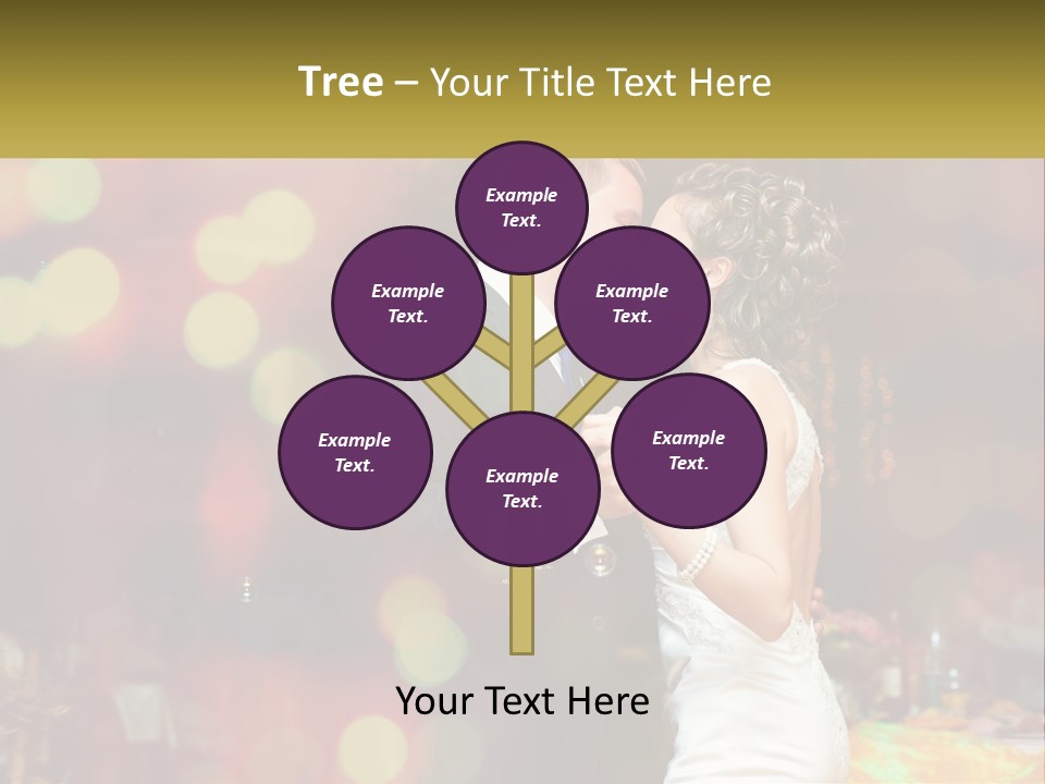 A Bride And Groom Dance Together In Front Of A Colorful Background PowerPoint Template